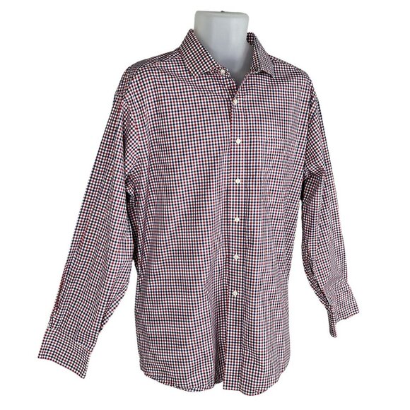 Tommy Hilfiger Mens XL Red White Blue Gingham Long Sleeve Button Shirt Timeless - Picture 6 of 16